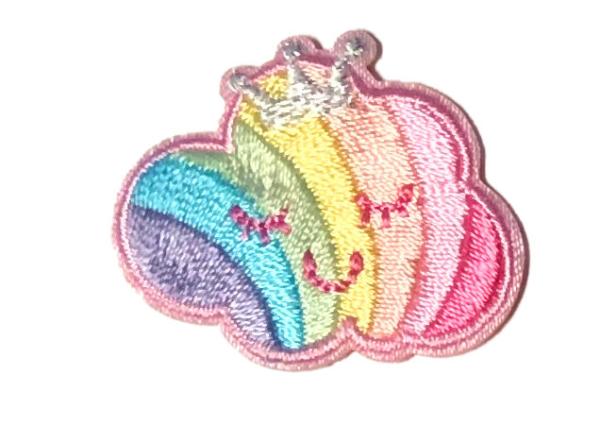 Aufbügler Pastellwolke mit Glitzerkrönchen